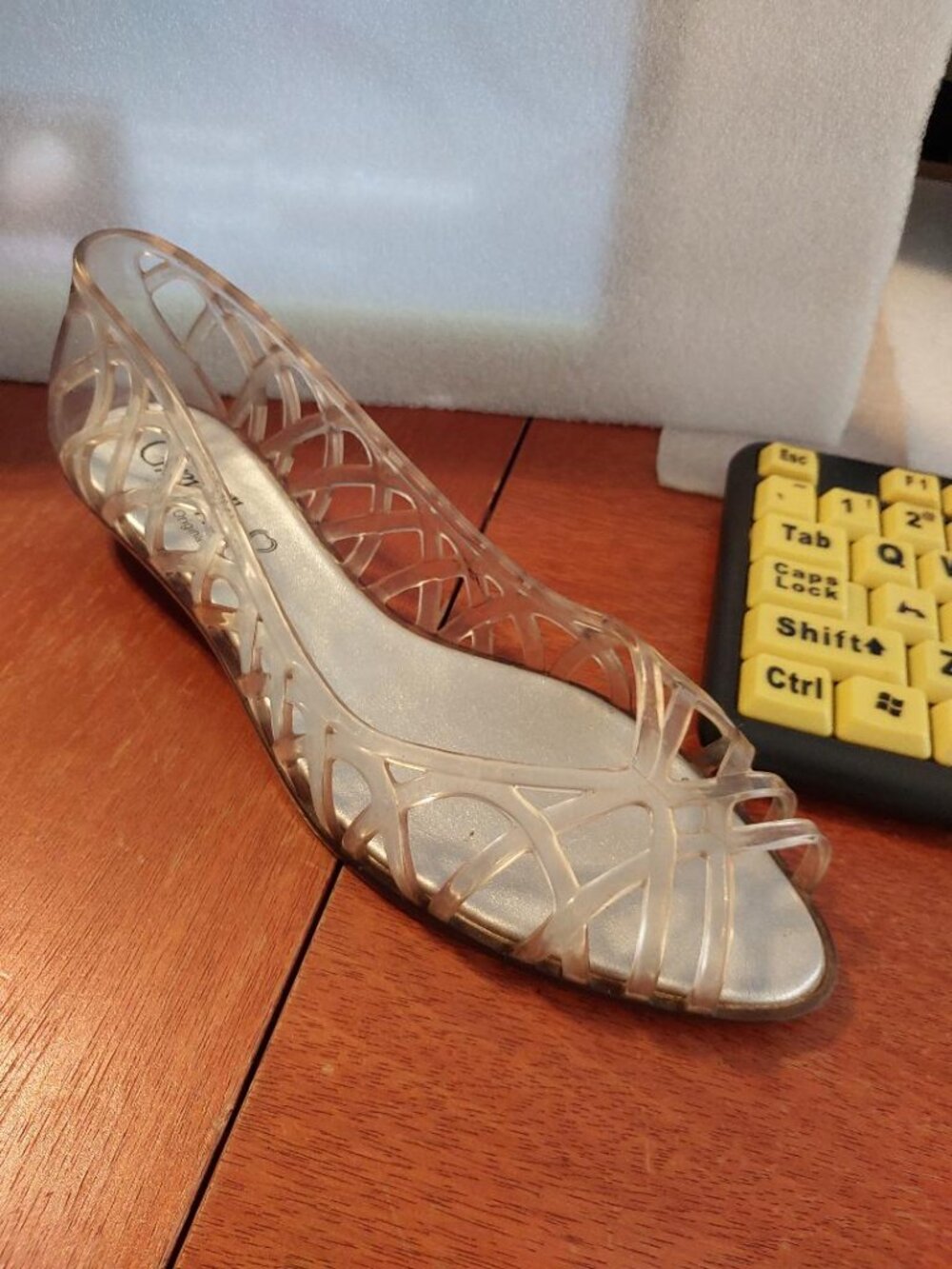 Vintage Grendha Jelly Flat Sandals Clear Flexible PVC Plastic Size 7